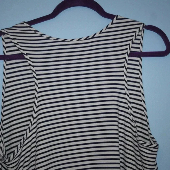 Reaction Kenneth Cole Navy and White Striped Sleeveless Rounded Neck Dress XL - Picture 13 of 14